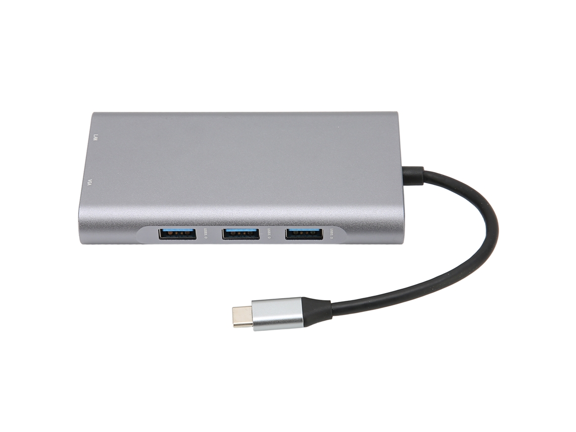 Estación De Acoplamiento Usb-c 10 En 1 Con Puerto Pd, 3 Puertos Usb 3.0, Hdmi 4k, Vga, Rj45 Y Ranura Para Tarjeta.