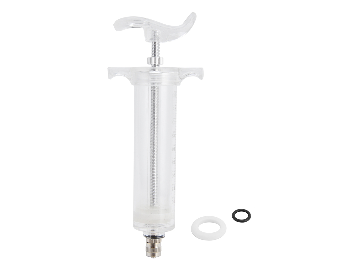 Jeringa Veterinaria Manual Ajustable De Acero Y Plástico Para Mascotas Y Ganado, 50 Ml.