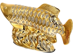 Peces decorativos, cerámica dorada, hechos a mano, adorno único, decoración festiva, elegante, creativo, oficina, mesa, GOKOCO