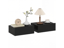 2 Mesitas De Noche De Pared Con 1 Cajón, Tamaño Dormitorio 40x30x15, Negras