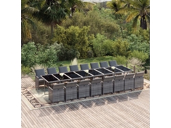 Juego de comedor de jardín DKD Home Decor de 17 piezas con cojines de mimbre gris