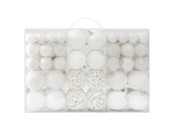 Un Juego De 100 Bolas De Plástico Blanco Con Diseño Ergonómico Para Adornos Navideños, Aptas Para El Uso Diario.