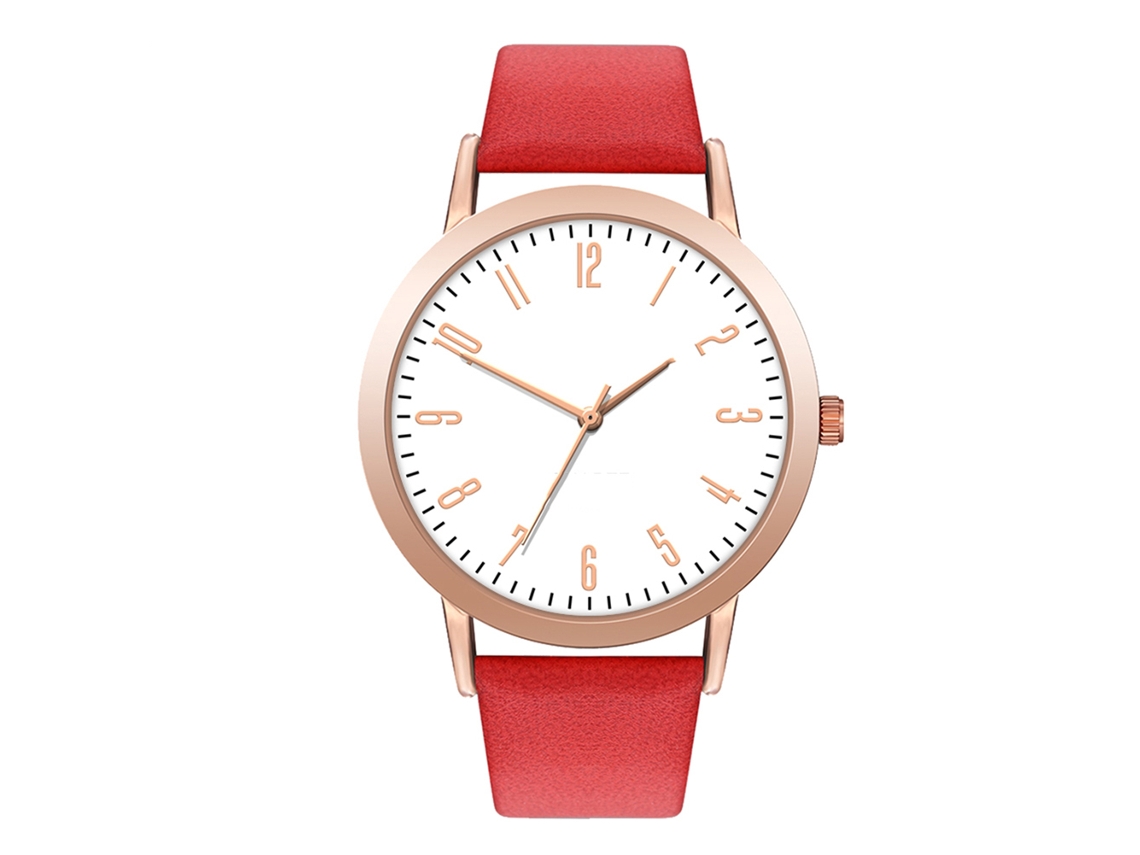 Reloj De Pulsera Analógico De Cuarzo Con Correa De Poliuretano Para Hombre Y Mujer (rojo)