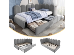 Cama tapizada, Cama individual con cajones, Cama con almacenaje, Diván de terciopelo, Diván, Sofá cama 90x190cm con somier