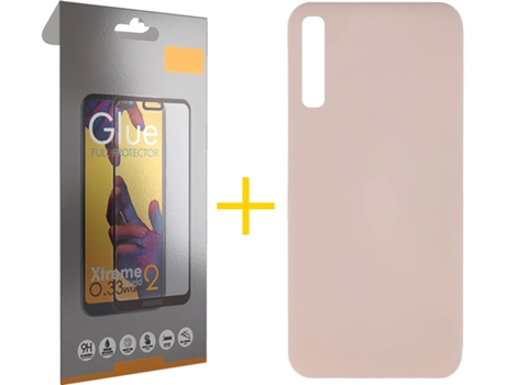 Kit Funda + Protector de Pantalla Samsung Galaxy A30s SKYHE Full Silicona Líquida (Rosa Claro)