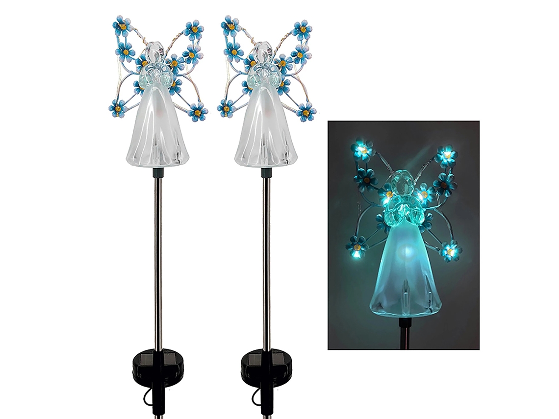 Paquete De 2 Luces Solares Led Con Forma De Ángel Para Decoración De Jardín Exterior, Impermeables, Ideales Para Halloween Y Navidad.