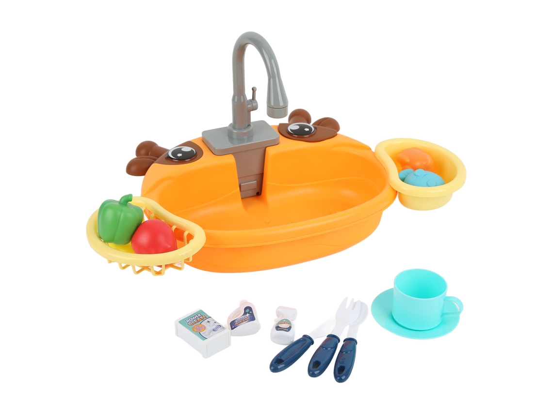 Cocina de juguete para niños, fregadero con lavavajillas eléctrico, juego educativo para niños y niñas.