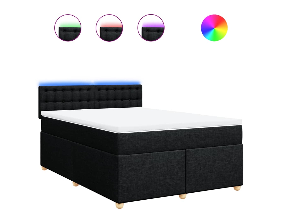 Maison Exclusive - Cama Box Spring Con Colchón Tela Negro 160x200 Cm