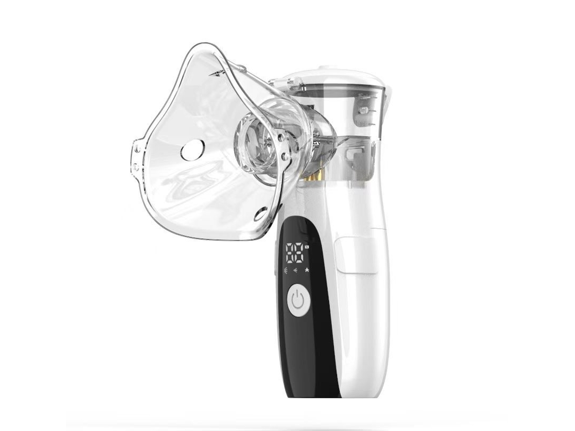 Nebulizador Ultrasónico Doméstico Con Pantalla Digital Led Para Niños Y Adultos, Versión A Pilas (blanco Negro) Czhhmart