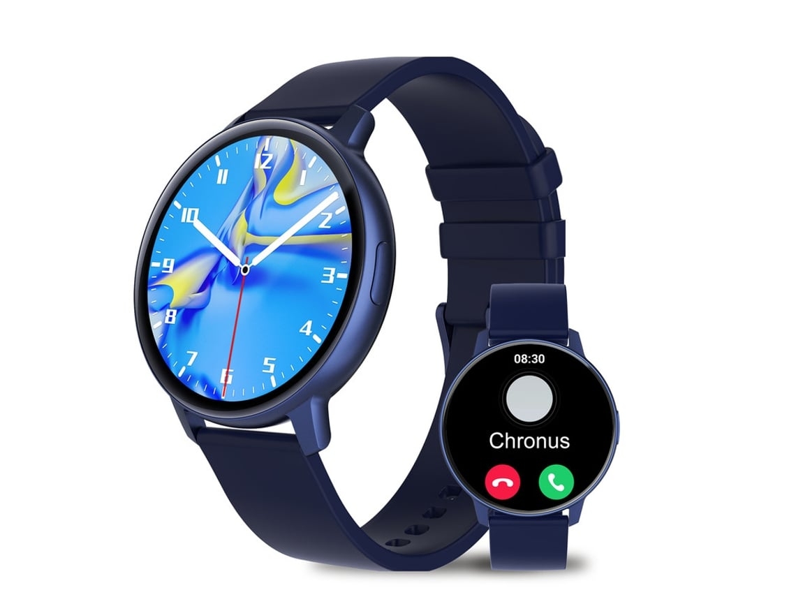 Reloj inteligente Bluetooth Yunzii S48t con monitor de frecuencia cardíaca y presión arterial, pantalla AMOLED de 1,43 pulgadas, azul.