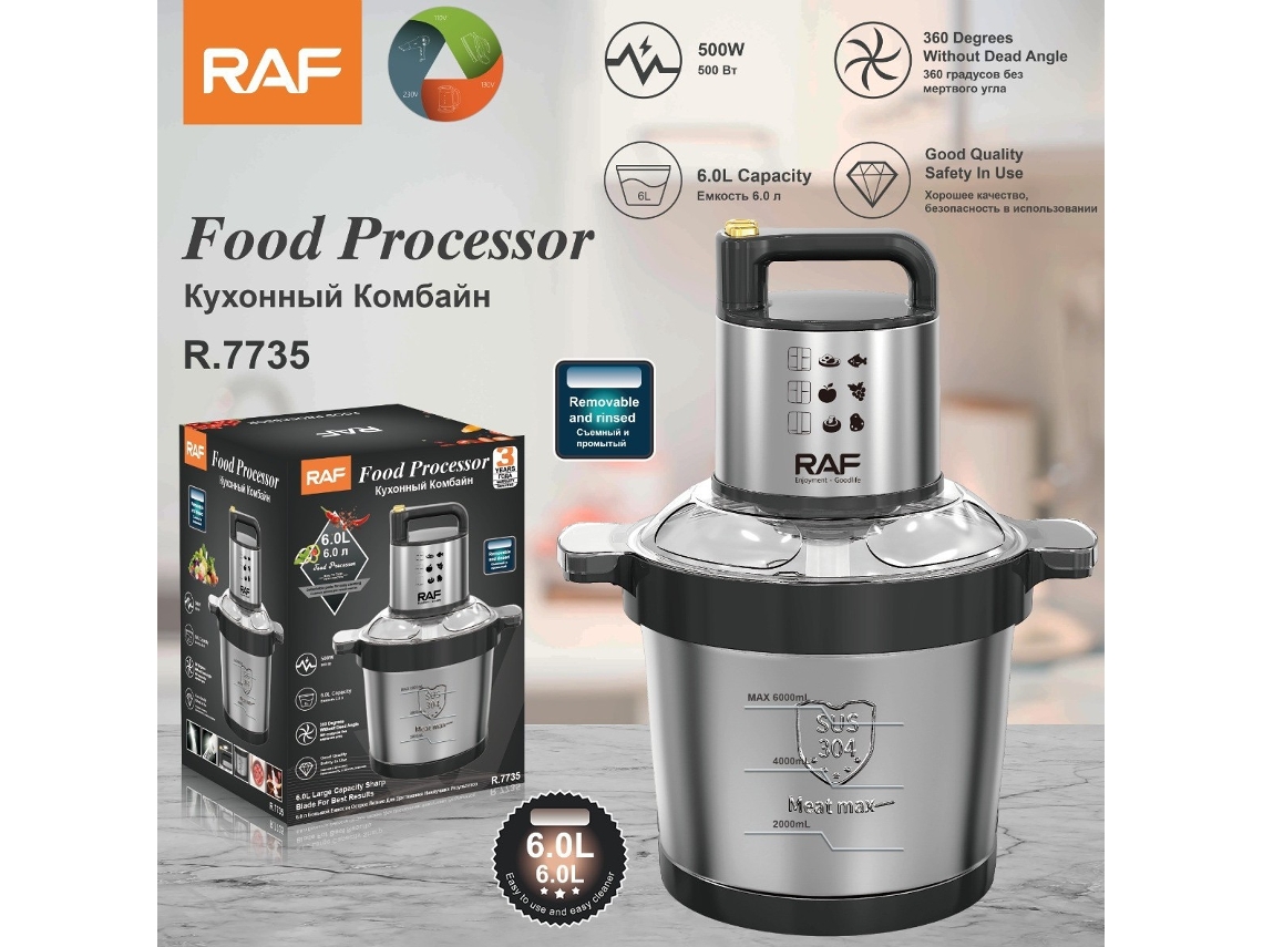 Moedor de Carne MDUG, 6L, grande capacidade, inox, multifuncional