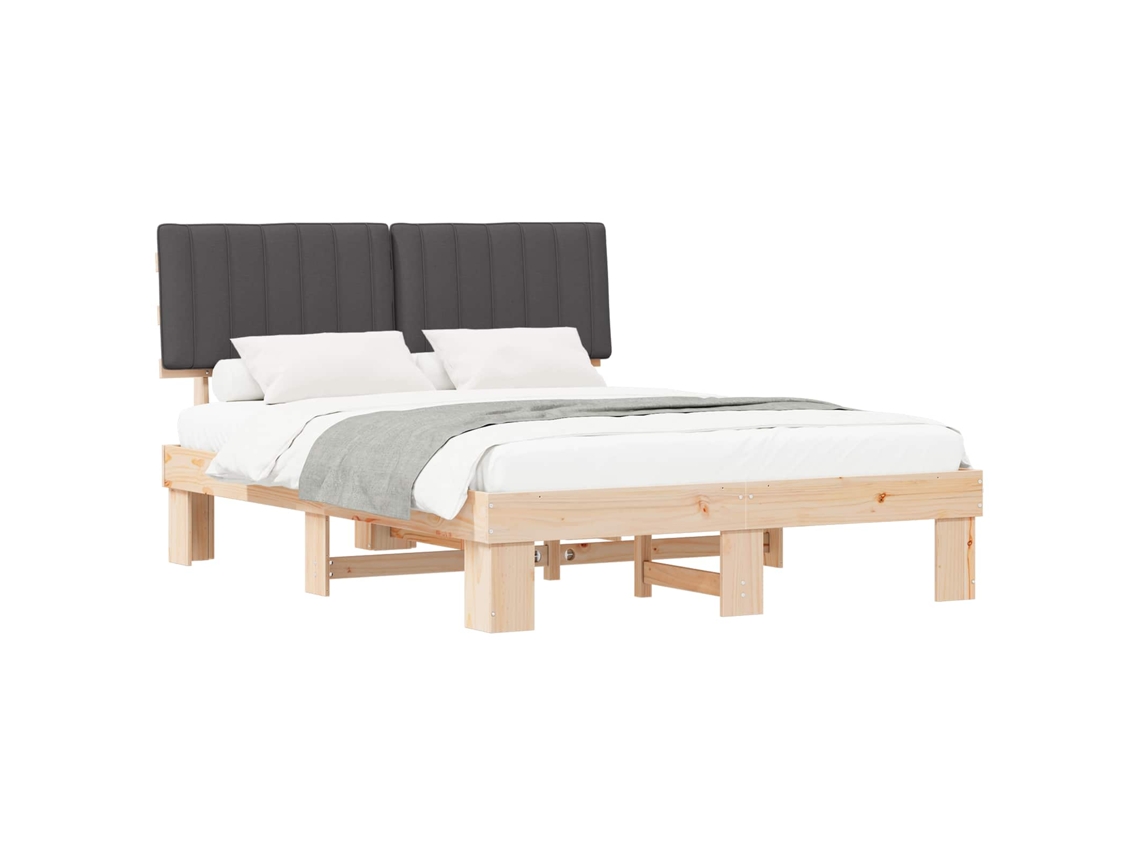 Maison Exclusive - Estructura De Cama Con Cabecera Tapizada Gris Oscuro