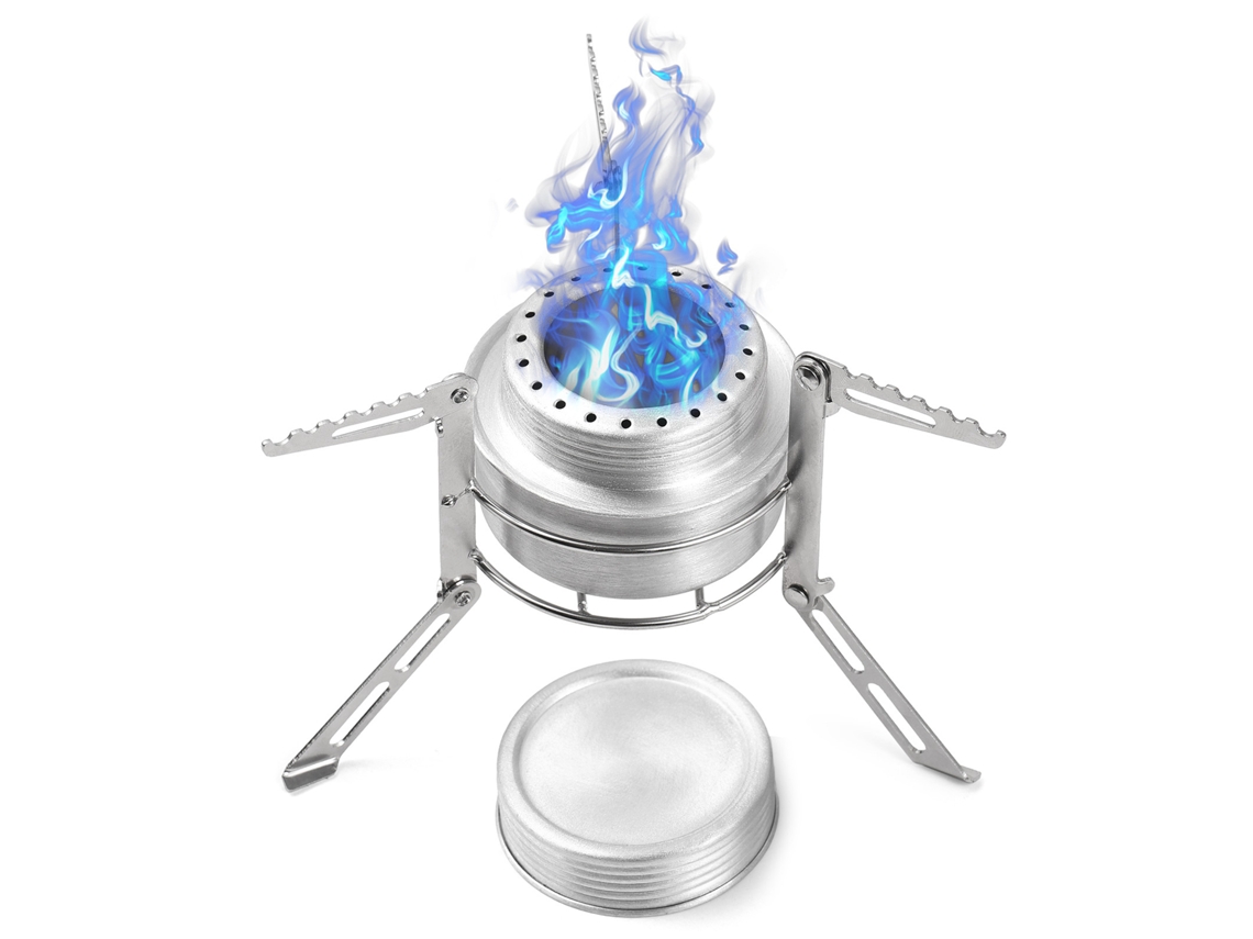 Esterilizador De Alcohol Ligero De Aluminio De 100 Ml Con Soporte Plegable De Acero Inoxidable Para Camping Y Senderismo.