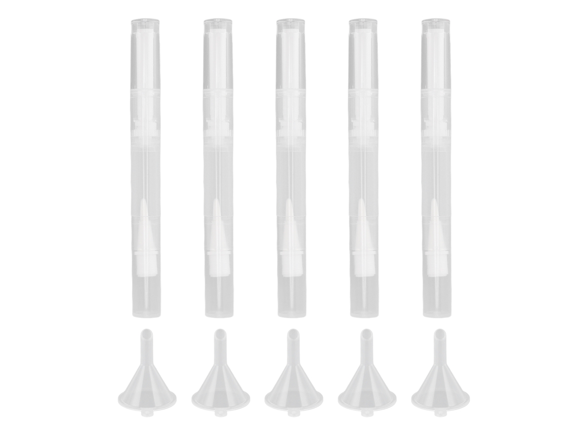 5 Juegos De Pinceles De Aceite Para Uñas Transparentes, Recargables Y Portátiles Con Fibra De Nailon.