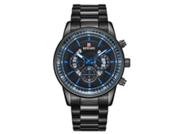 Reloj De Pulsera Casual De Negocios Para Hombre Con Brazalete De Acero Y Movimiento De Cuarzo Negro Moderno.