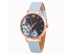 Reloj De Pulsera Analógico De Cuarzo Para Mujer Con Esfera Redonda, Estilo Moderno, Azul Claro.