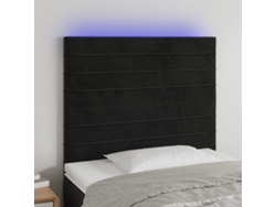 Cabecero Con Luces Led Terciopelo Negro 100x5x118/128 Cm