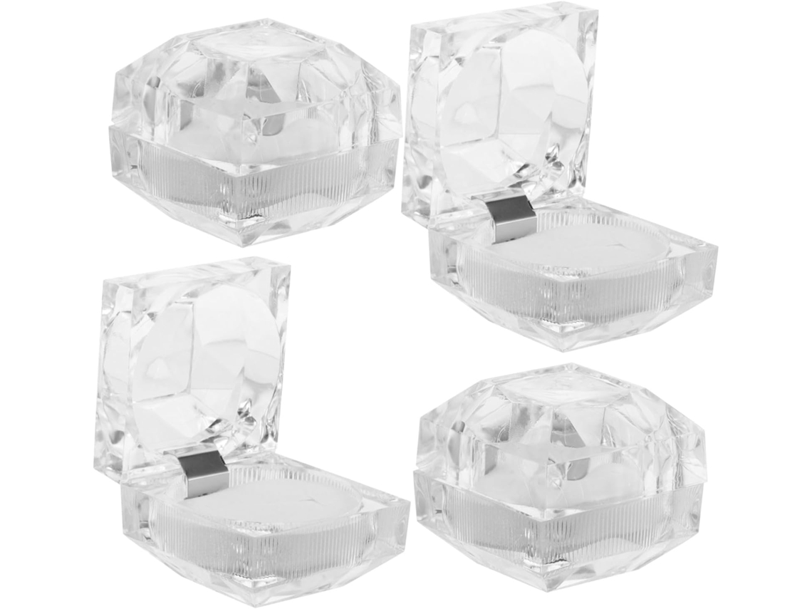 Cajas De Acrílico Transparente Para Anillos (10 Unidades) Para Guardar Joyas Y Pendientes.