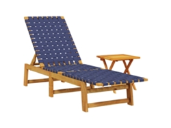 Maison Exclusive - Chaise longue con mesa de madera maciza de acacia y ribete azul oscuro