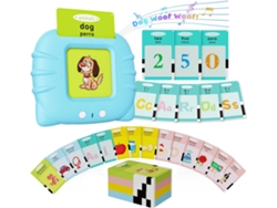 Tarjetas didácticas bilingües (portugués/inglés), 224 palabras, lector interactivo para niños de 1 a 6 años, autismo, azul.