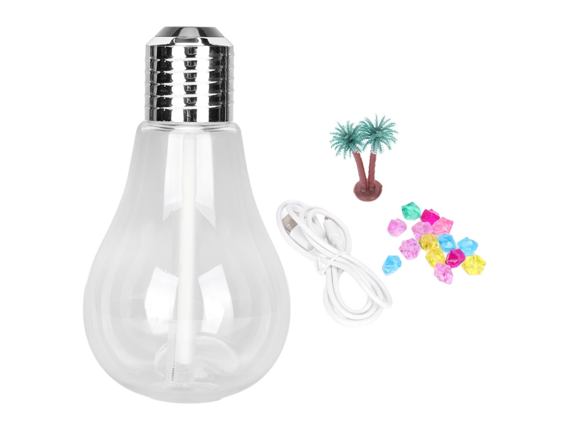 Umidificador Portátil Mini Bulb Com Luzes Led 7 Cores Para Casa Escritório Carro Bebê Quarto