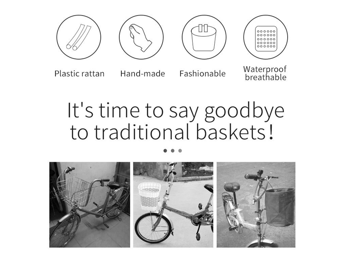 Cesta De Rattan Para Bicicleta Niños Cesta De Compra Impermeable Cesta Carro Patinete