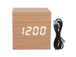 Reloj Digital Led De Madera, Despertador Multifuncional, 3 Niveles De Brillo, Pantalla Grande Y Portátil.