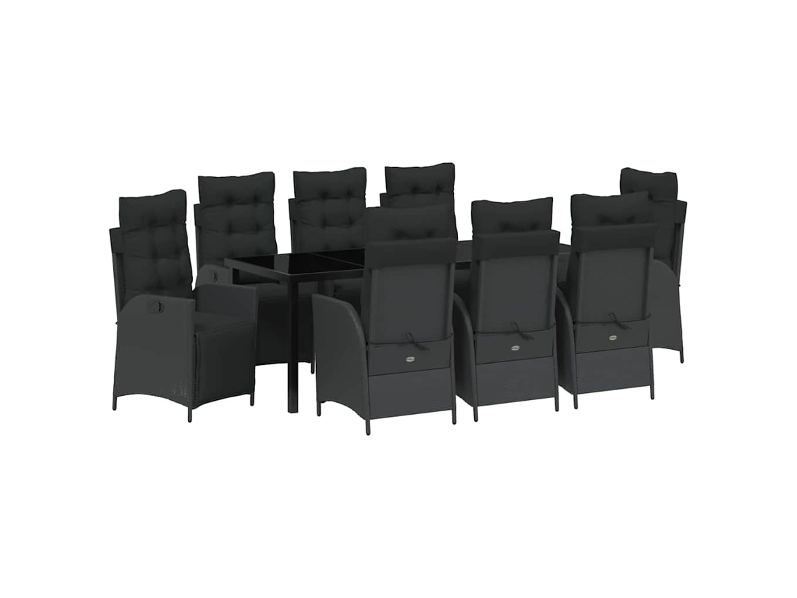 Maison Exclusive - Conjunto De Comedor De Jardín 9 Pcs Negro Ratán Sintético