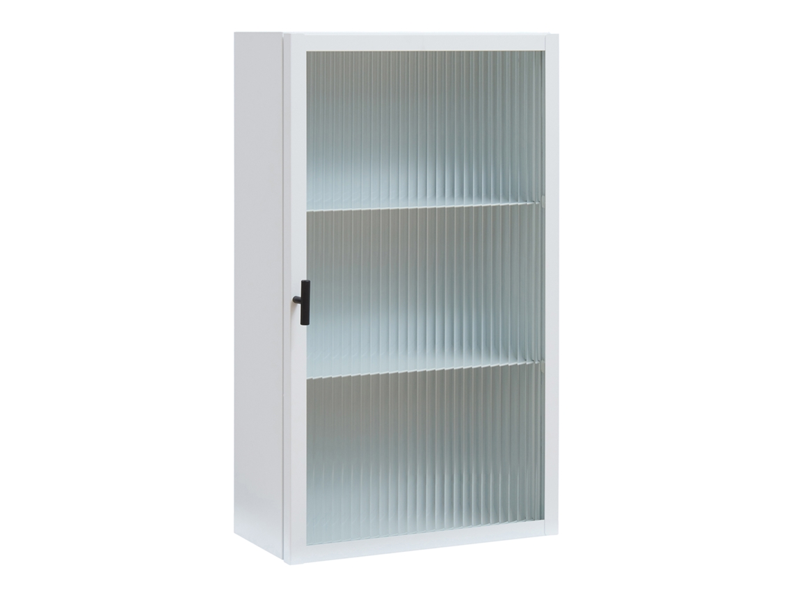 Armario mural Zundert con puerta de cristal estriado, acero, 60x35x15 cm, blanco, [EN.CASA]