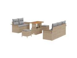 Maison Exclusive - Conjunto de sofás de jardín de 8 piezas en beige y gris claro