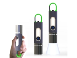 Linterna multifuncional con enfoque telescópico, lámpara de camping, tira de luz lateral funcional, pantalla de lámpara.