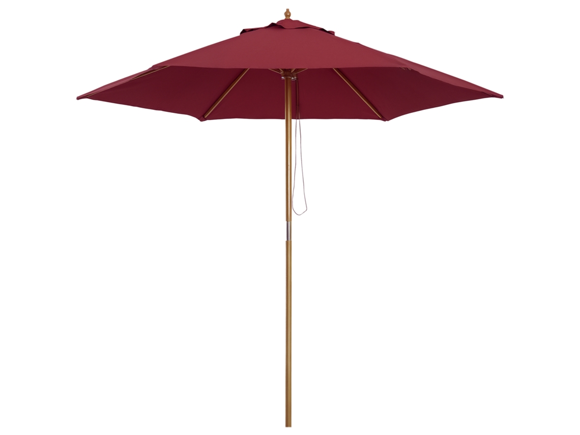 Sombrilla de madera Ø250x230 C 6 varillas Sistema de poleas Borgoña