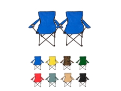 Silla De Camping Plegable De Acero Con Reposabrazos Y Funda Con Asas- 80x80x50 Cm, Resistente Al Agua - Ideal Para Exterior Azul Pack 2 Uds