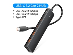 Estación de acoplamiento Yizhood Hub USB tipo C a USB 3.2 de 4 puertos para MacBook Pro, iPad Pro, Samsung Galaxy Note 10, S10 Hub USB negro