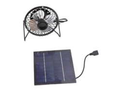 Ventilador solar USB portátil de 5V 2.5W alimentado por paneles fotovoltaicos.