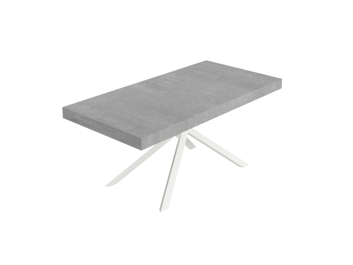 Mesa extensible Niket 180/284x90 cm, patas de hormigón blanco, Itamoby