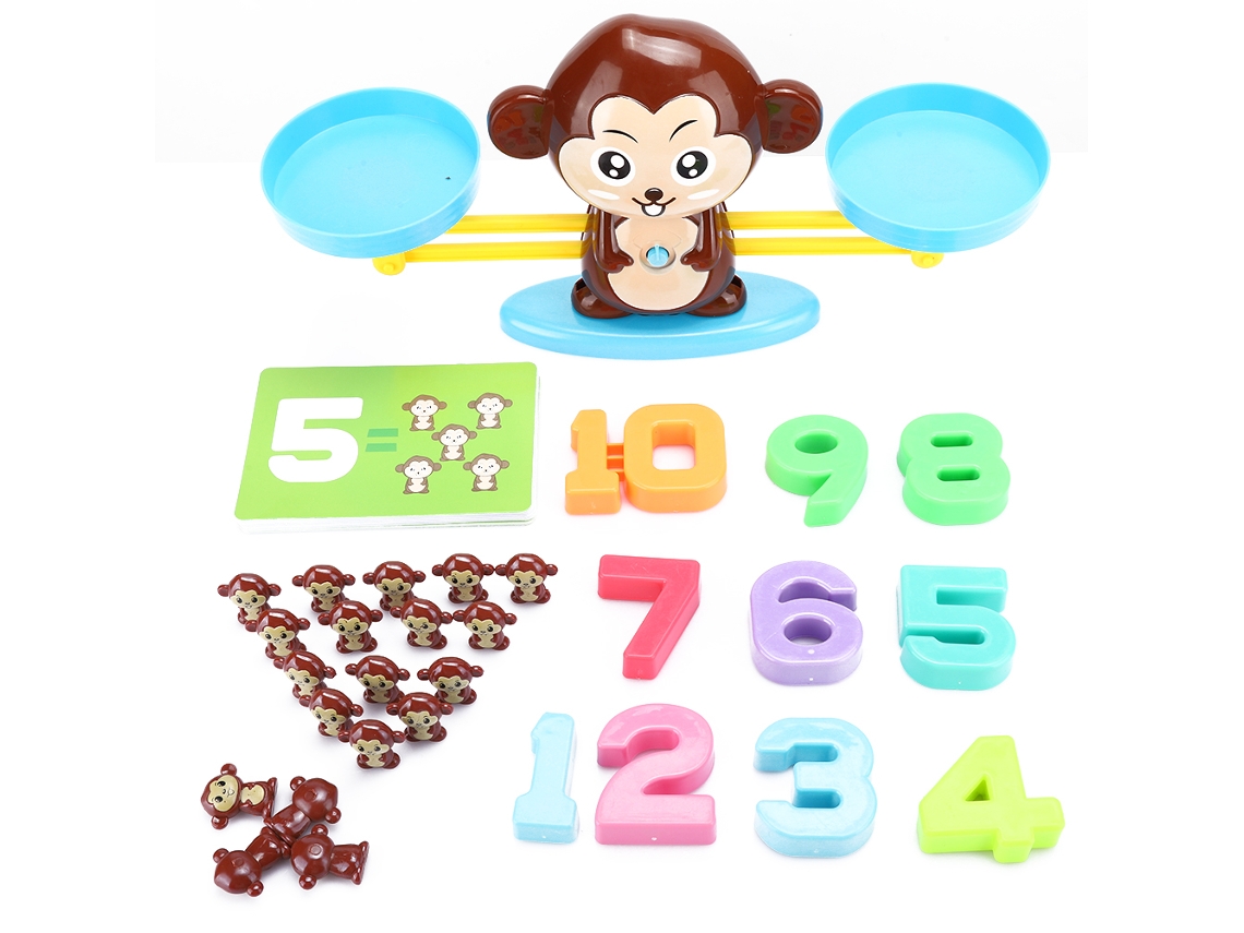-juego Educativo De Balanza Con Monos Para Niños Juguete De Tablero Digital De Aprendizaje Matemático Regalo Infantil Marrón