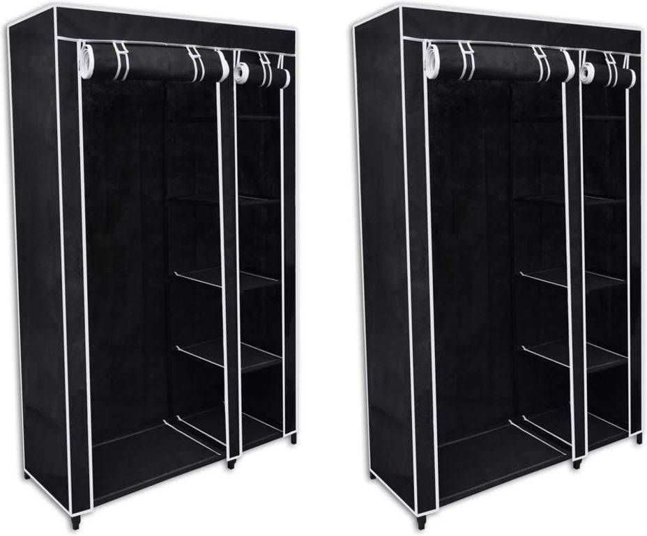 Armarios De Tela 2 unidades negro vidaxl 2x plegable practico acero mueble ropero guardarropas