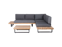Conjunto de sala de estar esquinero 5 plazas de madera de acacia clara/gris oscuro BELIANI Mykonos