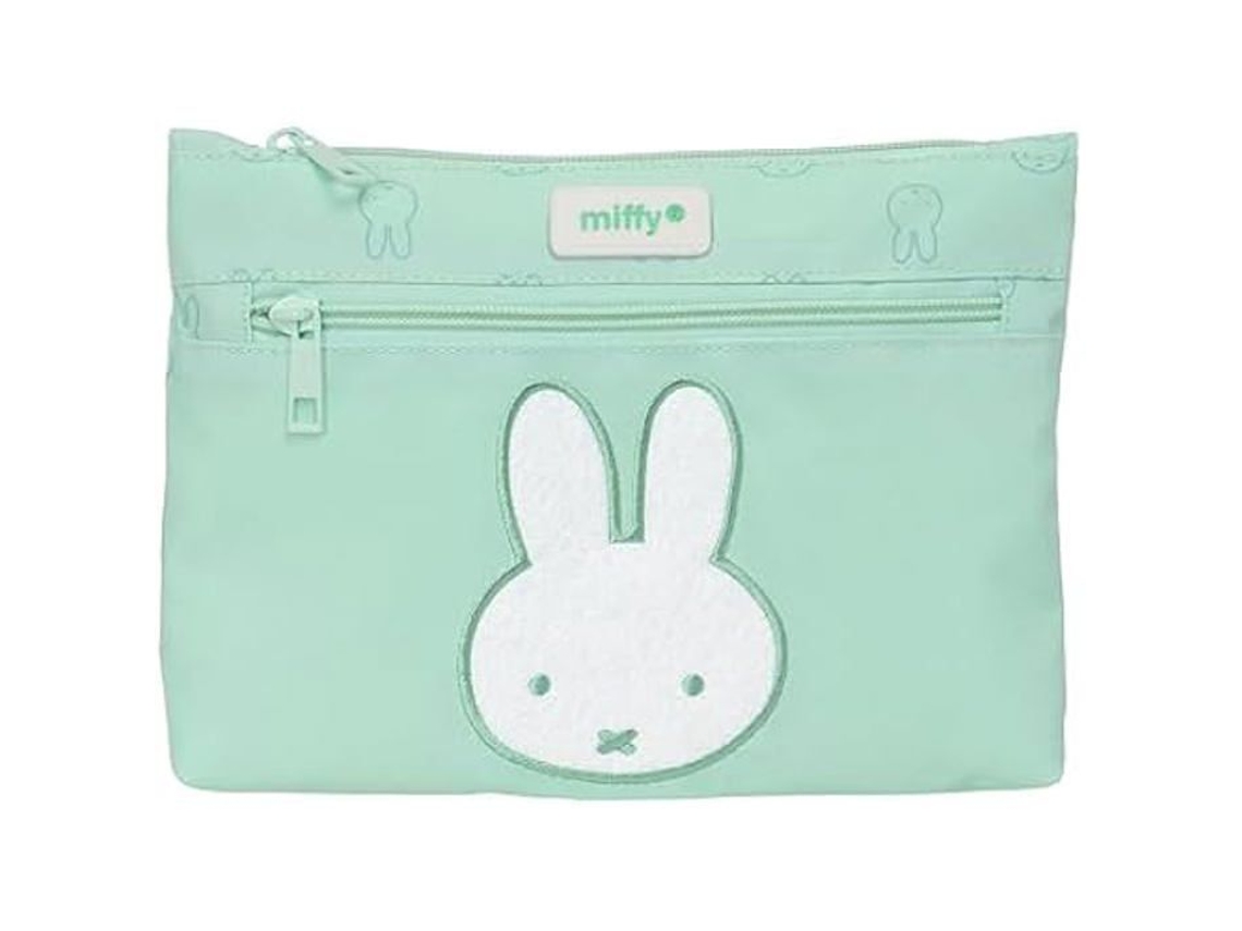 Portatodo Grande 2 Cremalleras Reciclado Y Repelente Al Agua Miffy Menta 23 x 16 x 3 cm. SAFTA