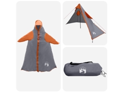 Poncho impermeable Vidaxl 2 en 1 con capucha, gris y naranja.
