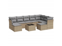 Conjunto 10 de sofás jardín con cojines beige VIDAXL ratán sintético