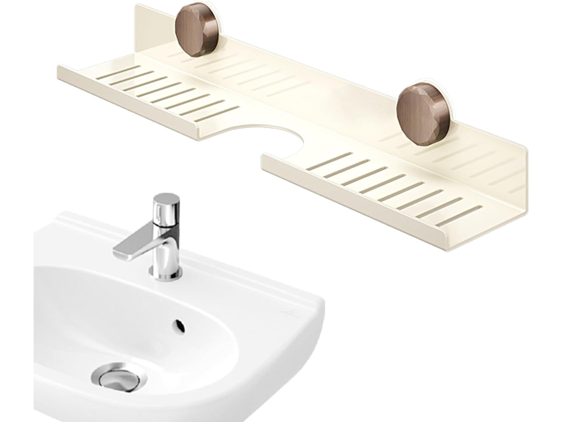 Estante para grifo colgante, organizador de baño de pared, acero al carbono, C Gokoco