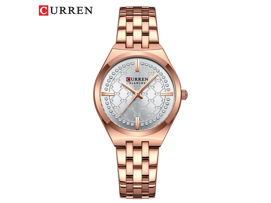 Reloj MDUG para mujer con brazalete de acero, esfera estampada y resistente al agua.