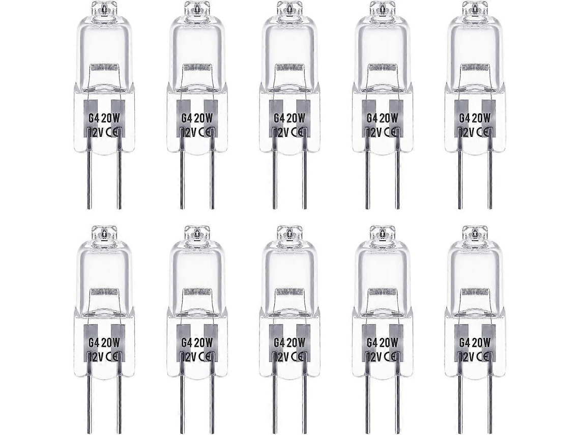Bombillas halógenas Rebe G4, 12V 20W, blanco cálido 3000K, 350lm, ajustables, bajo voltaje, cápsula transparente, paquete de 10