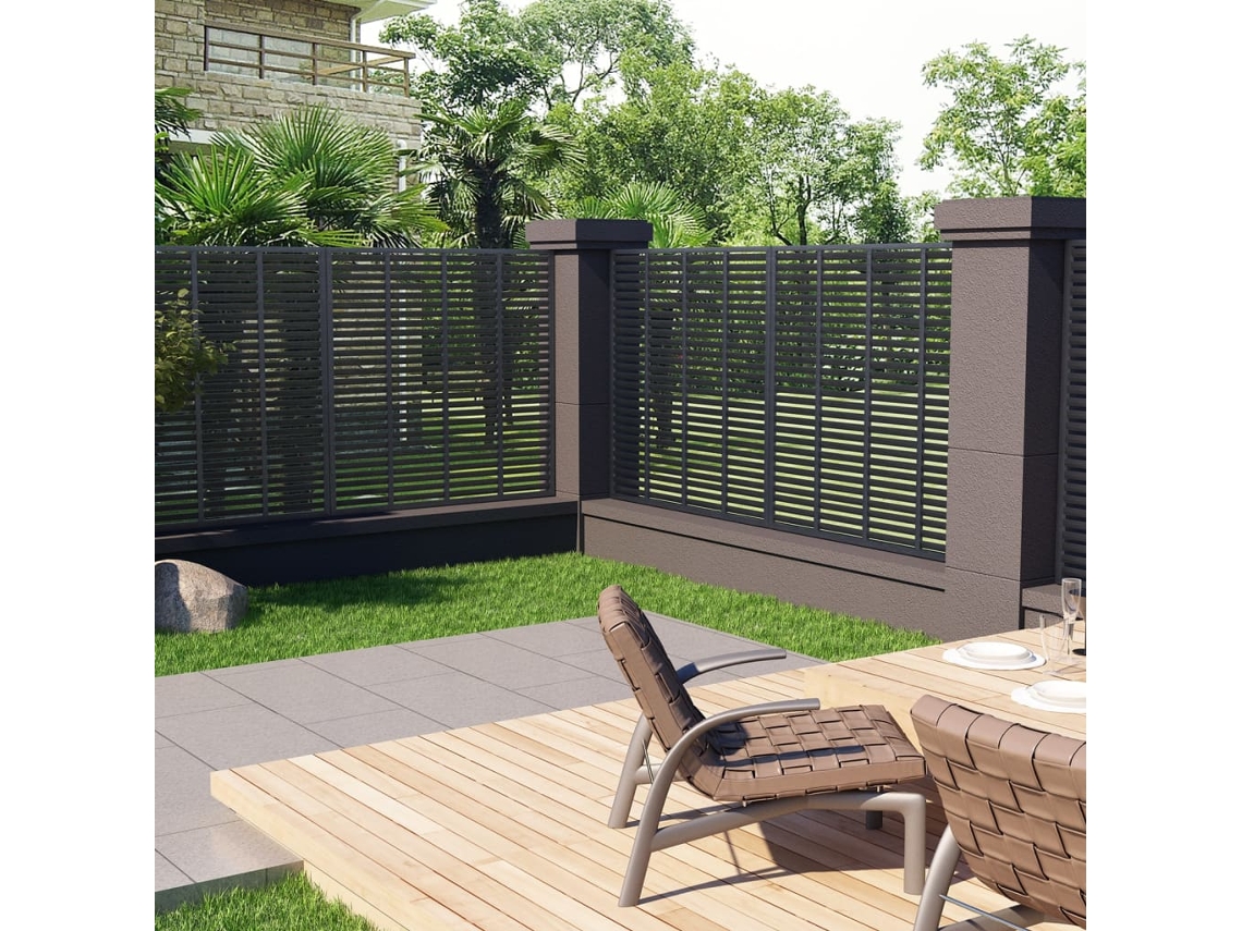 Panel de valla WPC estilo veneciano, 180 x 180 cm, gris, DKD HOME DECOR