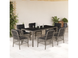 Juego de comedor de jardín de 7 piezas DKD Home Decor con cojines de mimbre gris