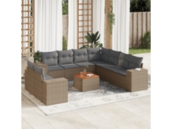 Conjunto de 10 sofás de jardín con cojines de mimbre beige de DKD Home Decor