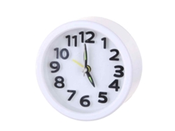 Mini reloj de mesa silencioso y sencillo para el hogar, dormitorio y mesita de noche, modelo redondo blanco.