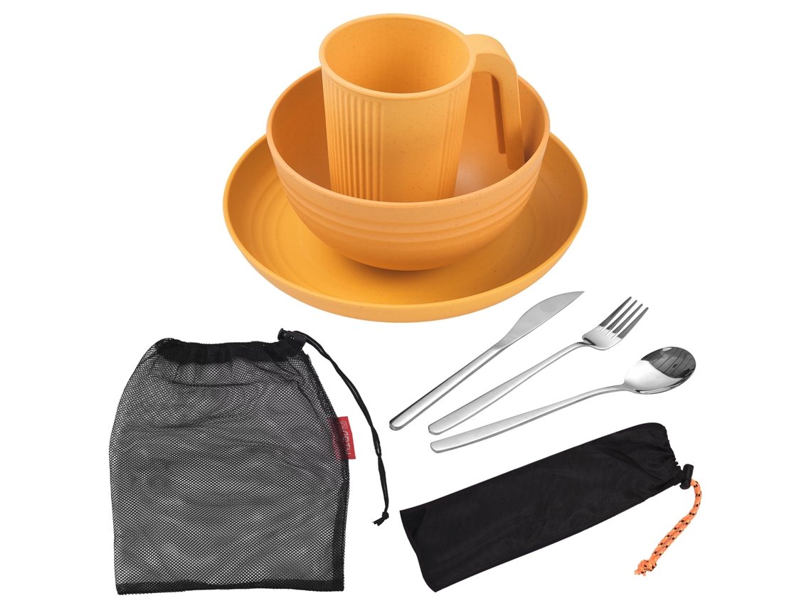 Juego De Utensilios De Camping Para 1 Persona Con Plato, Cuenco, Taza Y Cubiertos De Acero Inoxidable. Ideal Para Acampadas Y Picnics.